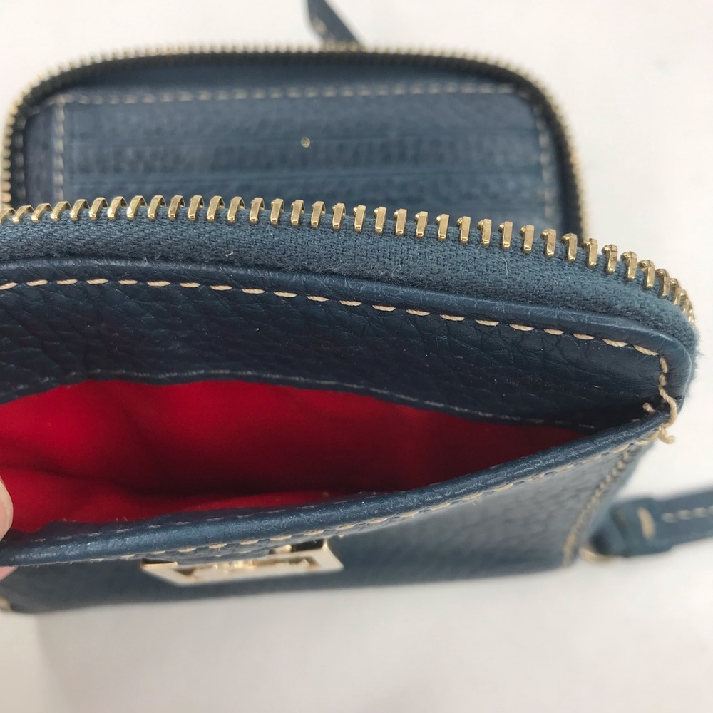 Dooney & Bourke Navy Blue Small Pebbled Grain Leather Zip Around Wallet - Picture 6 of 9